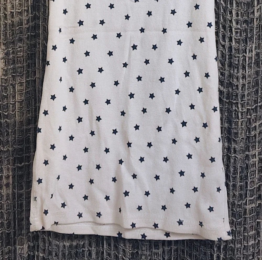 Time and Tru Star Print Ribbed Small Tank Top White & Navy - Picture 5 of 7